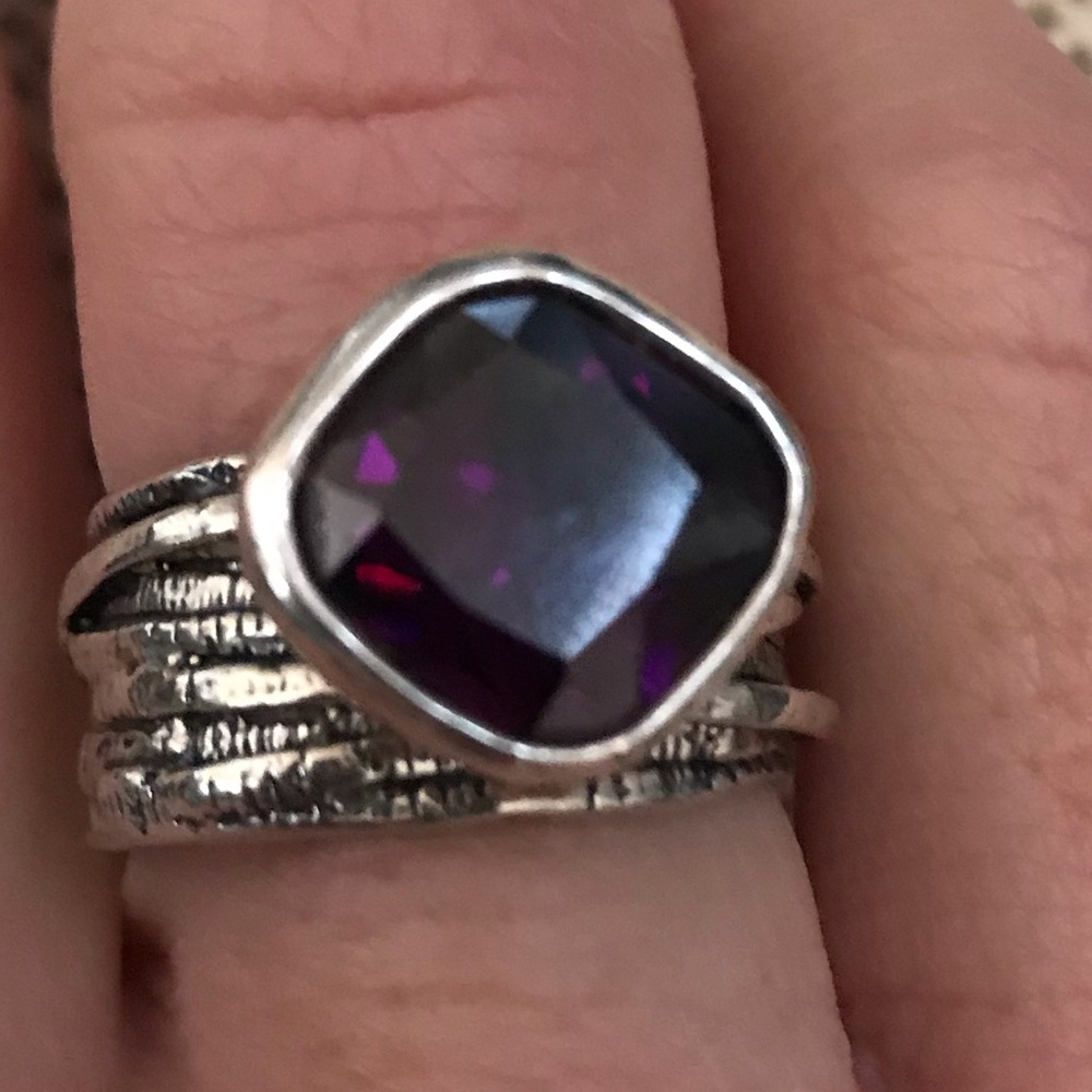 Sterling Silver Silpada Deep Aubergine Ring